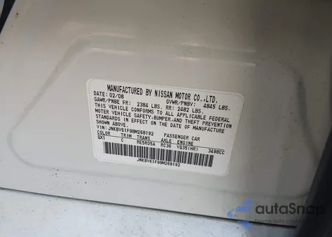 2008 Infiniti G35X from USA, damaged, VIN JNKBV61F98M268192